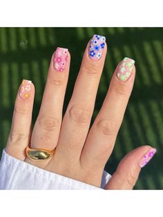 Multicolor  Collar  ABS  Color Nails Embellished   Nail,Hand & Foot Care Cute Pink Nails, Nails Arts, Pumpkin Nails, Summer Manicure, Cute Spring Nails, Manicure Diy, Summery Nails, Flower Nail Designs