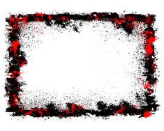 an abstract grungy frame with red and black paint splatters on it