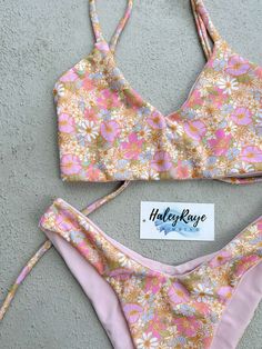 May: dainty pink, blue, and white florals Reversible to Light Pink Pictured: The Bali Top Hawaii Bathing Suit Bikinis, Hawaii Swimsuit Bikinis, Cute Tankini Bathing Suits, Swimsuit Basket, Bathing Suits Teen, Underwire Bikinis, Cute Swimming Suits, Italy Wardrobe, Vaca Outfits