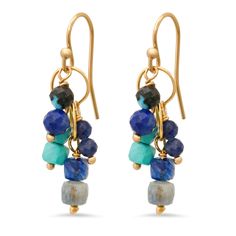 Expertly crafted, these 14kt gold filled earrings feature a stunning cascade of kyanite, azurite, and turquoise stones. The delicate french wire design creates a timeless look, perfect for any occasion. Handcrafted in our Los Angeles studio. Please clean earrings with soft cloth if needed, 14kt gold filled ear wires. Blue Waterfall, Clean Earrings, Waterfall Earrings, Soul Journey, How To Clean Earrings, Cube Necklace, Spring Bracelet, Wire Design, July Birthstone Jewelry