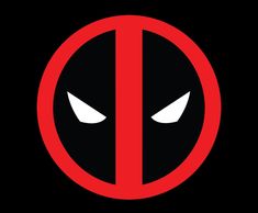 the deadpool logo is shown in red and black, with eyes drawn on it