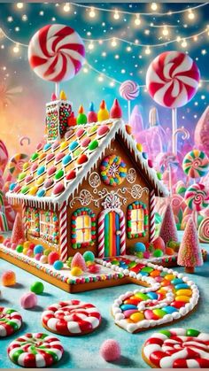 Easy Gingerbread House, Candyland Theme, Candy Trees, House Decorating Ideas, Easy Gingerbread, Giant Candy