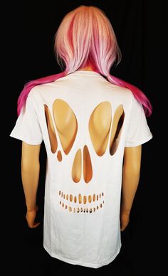 Skull Cutout T Shirt / Halloween Cut Out Top by SassysEdgyDesigns Skull Cutout, Rocker Aesthetic, Halloween Cut Outs, Pastel Goth Shirt, Ripped Tee, Cute Skull, Aesthetic Goth, Goth Shirt, Grunge Shirt