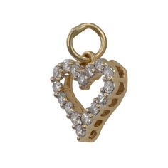 Radiating affection and charm, the 14k Yellow Gold Diamond Heart Pendant is a delightful addition to any jewelry collection. Fashioned in gleaming 14k yellow gold, this pendant boasts a heart-shaped design, measuring 14.25mm in length (including the bale) and 10.75mm in width. Adorned with 16 round brilliant cut diamonds, each with a carat weight of 0.015, totaling 0.24 carats, it exudes a subtle yet captivating sparkle. The diamonds feature clarity of I1 and color ranging from H to I. With a we Elegant 14k Gold Heart Charm, Valentine's Day Heart-shaped Open Heart Charms, Valentine's Day Heart Charm, Yellow Gold Heart Charm Round Pendant, Yellow Gold Heart-shaped Charms Jewelry, Yellow Gold Heart Charms Jewelry, Heart-shaped Yellow Gold Jewelry With Charms, Yellow Gold Heart-shaped Charms For Anniversary, Yellow Gold Heart Charm Pendant