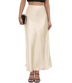 PRICES MAY VARY. Features: This satin high-waist skirt has a hidden elastic band at the waist, and some colors have side zippers at the waist (distinguished by the color name). The whole skirt is an A-line shape, suitable for matching with various styles of tops. Size: S(US2-4), M(US4-6), L(US8-10), XL(US10-12), 2XL(US14-16). We kindly suggest you choose the size that best suits you based on our size chart. Materials: 95% Polyester, 5% Elastane. Due to the characteristics of the fabric, please a Casual Long Skirts, Maxi Skirt Silk, Church Skirt, Workout Office, Church Skirts, Long Silk Skirt, Long Midi Skirt, Long Skirt Casual, Skirt Aesthetic