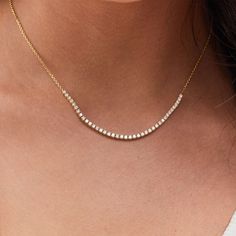 14K Large Diamond Tennis Chain Necklace – Baby Gold Tennis Chain Necklace, Diamond Chain Necklace, Necklace With Diamond, Dainty Diamond Necklace, Diamond Tennis Necklace, Wedding Pendant, Necklace Diamond, 14k Gold Necklace, Diamond Chain