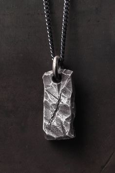 Mens necklace Mens Silver Pendant Necklace, Hammered Sterling Silver Rectangular Pendant Jewelry, Hammered Sterling Silver Jewelry With Rectangular Pendant, Sterling Silver Hammered Rectangular Pendant Jewelry, Silver Hammered Rectangular Pendant Jewelry, Hand Forged Sterling Silver Necklace With Rectangular Pendant, Hand Forged Silver Rectangular Pendant Necklace, Sterling Silver Pendant With Raw Stone, Brutalist Pendant Jewelry Gift