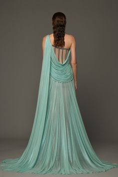 Description Blue A-line, Long dress Sleeveless Open neckline Silk Dry Clean Made in Lebanon 600- 4-4 Chain Corset, Aqua Blue Dress, Greek Dress, Greek Goddess Dress, Ellie Saab, Tulle Maxi Dress, Goddess Dress, Timeless Dress, Fantasy Dress