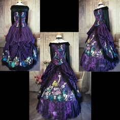 Alice in Wonderland Gothic Victorian Corset Gown Custom | Etsy Alice And Wonderland Prom, Fairytale Fitted Corset Dress For Costume, Purple Fantasy Dress For Costume Party, Fantasy Style Purple Dress For Costume Party, Purple Fantasy Costume Party Dress, Fairytale Fitted Overbust Dress, Black Gown With Fitted Bodice For Costume Party, Fitted Fantasy Dresses For Themed Events, Fitted Gothic Ball Gown