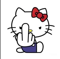 an image of a hello kitty pointing to the side with her finger on it's index