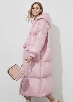 Stay warm and cozy in style this winter with this thick, hooded, pink women's puffer jacket. Fluff yourself up and stay fabulously fashionable - no matter how cold it gets! Fixed hood Lined, with 90% 600-fill-power down, 10% feather fill Polyester Front zip closure with snap storm flap Elastic cuffs Women's winter coat Machine wash, tumble dry Item #310241 Size info XS=US2=UK6=EU32 S=US4-6=UK8-10=EU34-36 M=US8-10=UK12-14=EU38-40 L=US12=UK16=EU42 ★★ It would be helpful if you provided your height Women's Winter Coat, Women's Puffer Coats, Puffer Jacket Women, Soft Summer, Down Feather, Winter Coats Women, Puffer Coat, Long Coat, Winter Women