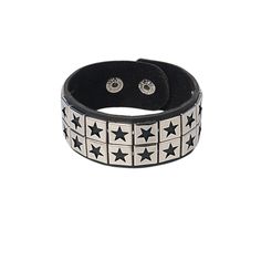 Material: Artificial Leather Color: Black Fashion Element: Five-Pointed Star Style: Retro Leather Chain Bracelet, Leather Bracelet For Women, Gothic Bracelet, Black Leather Bracelet, Leather Wristbands, Vintage Punk, Five Pointed Star, Couple Jewelry, Estilo Punk