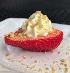 a strawberry dessert with whipped cream on top