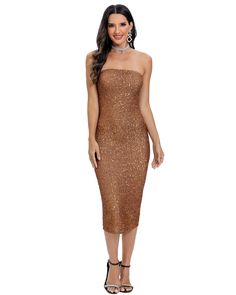 PRICES MAY VARY. Fabric: 95% Polyester, 5% Spandex, this formal party dress made of glitter sequin fabric, stunning & thick material. It's constructed with a secure interior to ensure a snug fit without compromising comfort, leaving you free to enjoy your evening to the fullest. Feature: Women bodycon club dress, contrast sequin, sleeveless and strapless, high waist, sexy slim fit, show your beautiful curve while the midi length strikes a balance between allure and elegance. Matching: The glitte Boned Bodice, Sequin Midi Dress, Formal Party Dress, Club Dress, Cocktail Party Dress, Beautiful Curves, Sequin Fabric, Formal Party, Midi Dress Sleeveless