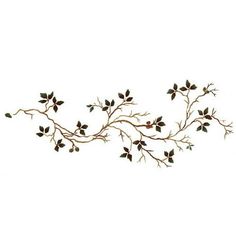 a branch with leaves on it is shown in the shape of a wall hanging ornament