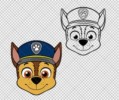 a dog with a police hat is shown in the image, and it's face has