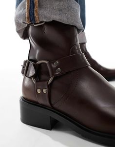 ASOS DESIGN Chelsea biker boots in brown with buckles | ASOS Brown Ankle Moto Boots With Buckle Closure, Brown Ankle Moto Boots With Buckle, Brown Rugged Moto Boots With Buckle Closure, Brown Biker Moto Boots With Buckle Closure, Brown Biker Boots For Fall, Brown Biker Moto Boots For Fall, Nike Air Max Jordan, Trainer Heels, Wide Jeans