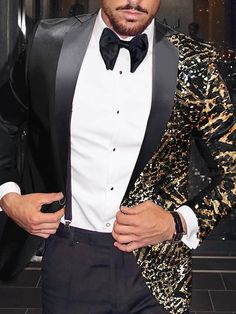 Men's Fashion Disco Sequin Blazer Jacket Leopard Blazer Plus Size Regular Tailored Fit Single Breasted One-button Black Gold Silver Red Royal Blue 2024 2024 - $71.99 Disco Jungle, Preppy Blazer, Blazer Plus Size, Leopard Blazer, Gold Blazer, Sequin Blazer, Paris Wedding, Vintage Party, Velvet Blazer