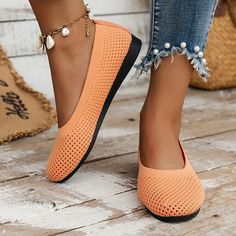 Category:Flats; Upper Materials:Mesh; Season:Summer; Heel Type:Flat Heel; Gender:Women's; Toe Shape:Round Toe; Style:Casual,Minimalism; Heel Height(inch):<1; Outsole Materials:Rubber; Occasion:Outdoor,Daily; Closure Type:Loafer; Pattern:Solid Color; Listing Date:05/26/2023; Production mode:External procurement; 2024 Trends:Comfort Shoes,Plus Size; Foot Length:; Foot Width:; SizeChart1_ID:2:184043; Size chart date source:Provided by Supplier. Non-slip Slip-on Flats, Slip-on Summer Flats, Non-slip Summer Flats, Stretch Slip-on Flats, Summer Low-top Flats With Rubber Sole, Lightweight Cushioned Flats For Spring, Lightweight Flats With Textured Sole For Spring, Comfortable Flats With Textured Footbed For Spring, Summer Low-top Flats With Cushioned Footbed