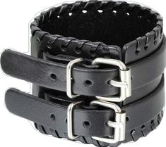 Punk Style Leather Cuff Bracelet With Wrist Strap, Punk Style Black Leather Bracelet With Rivets, Cheap Black Leather Bracelet With Rivets, Adjustable Black Band Punk Cuff Bracelet, Black Rocker Bracelets With Rivets, Matching Couple Bracelets, Wide Leather Belt, Couple Necklaces, Wide Bracelet