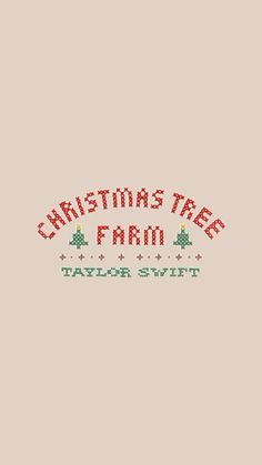 the christmas tree farm taylor swift cross stitch pattern is shown in red, green and blue