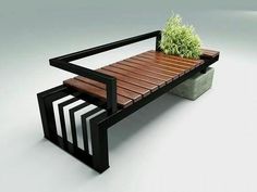 a bench that has a plant on top of it