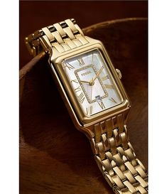 Fossil Women's Raquel Three-Hand Date Gold-Tone Stainless Steel Watch | Dillard's Women’s Gold Watch, Three Hands, Yellow Gold Engagement Rings, Stainless Steel Band, Steel Watch, Stainless Steel Watch, Gold Engagement, Dillard's, Accessories Rings