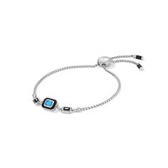 Adrienne Friendship Bracelet With Enamel And Swiss Blue Topaz Silver Friendship Bracelets, Colored Gemstones, Hamsa Necklace, Swiss Blue Topaz, Pearl Gemstone, Blue Gemstones, Topaz Gemstone, Black Enamel, Silver Diamonds