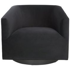 a black chair sitting on top of a white floor