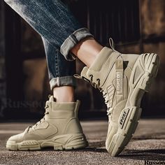 Russoo - Professional Mens Lace-up Work Boots: Durable, Comfortable, and Breathable Footwear Breathable Shoes, Lace Boots, Work Boots, Shoe Sale, Lace Up Boots, Men's Shoes, Shoes Sneakers, Lace Up, Solid Color