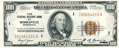 an old one dollar bill with the image of george washington on it's front