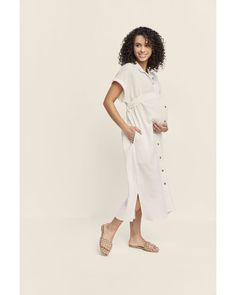 Designed to follow you through every stage of motherhood — pre bump through post bump — meet the nursing-friendly midi shirtdress. In textured cotton gauze with functional buttons top to bottom, this convertible piece can be worn as a dress or a beachy summer layer and includes a detachable belt for the perfect fit every-time. Made for simple feeding access and pockets for pacifiers and more. With simplicity in mind, it's our mission to offer thoughtful and seasonless maternity-and-beyond basics Beachy Summer, Fit Mama, Being A Mother, Sweet Cream, Activewear Sets, Womens Maternity, Shirt Dress Style, Toddler Boy Outfits, Matches Fashion