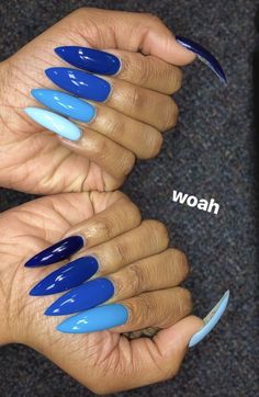 different shades of blue ️🅿️ Blue nails, Blue acrylic nails, Nails Different Shades Of Blue Nails, Shades Of Blue Nails, Crazy Acrylic Nails, Nails Multicolor, Gell Nails, Different Color Nails, Crazy Nail Designs, Different Shades Of Blue