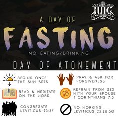 a poster with the words fasting day of atonement and other things to do