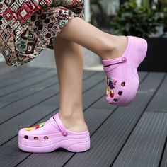 Summer Women Slippers Platform Clogs Outdoor Garden Shoes Female Pool Sandals Bathroom Flip Flops Mules Beach Slippers Casual Pink Non-slip Platform Slippers, Spring Non-slip Jelly Sandals For Outdoors, Pink Platform Slippers For Beach, Pink Platform Slippers With Round Toe For Beach, Pink Round Toe Platform Slippers For Beach, Summer Plastic Non-slip Clogs, Non-slip Synthetic Beach Clogs, Non-slip Synthetic Clogs For Beach, Summer Non-slip Plastic Clogs