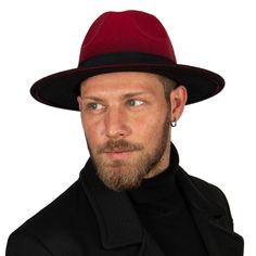 "Our handmade winter fedora hats are chic and stylish accessories for every occasions.  They are classic accessories with their vintage styles for winter / fall day and night.  They are also great gift for her and for him.   They have internal drawstring for adjustable fit from 55 cm to 59 cm. Our faux felt fedoras are unisex and looks perfect for everyone.  Color : Burgundy ( with Black ombre) Brim size : 7 cm ( 2.75\") Crown : 12.7 cm (5\") Ribbon : 3 cm grosgrain ribbon You can brush with sof Classic Burgundy Hat With Flat Brim, Red Fedora With Short Brim For Winter, Red Winter Fedora With Short Brim, Burgundy Winter Fedora With Short Brim, Red Short Brim Fedora For Winter, Classic Burgundy Hat With Curved Brim, Burgundy Short Brim Fedora For Winter, Winter Burgundy Short Brim Hat, Red Curved Brim Fedora For Winter