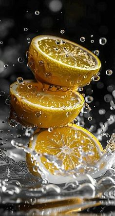 some lemons that are sitting in the water