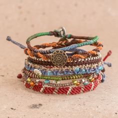 Granola Girl Jewelry, Beaded Macrame, Cotton Bracelet, Hippie Bracelets, Thread Bracelets, Bracelets Set, Granola Girl, Woven Bracelets, Macrame Bracelets