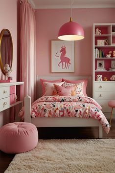 Adorable pink toddler bedroom ideas that will make your little one’s space magical. From pastel hues to bold fuchsia, find the perfect shade to brighten up your child's room. ✨ #ToddlerRoom #PinkDecor #KidsRoom #InteriorDesign #BedroomIdeas Toddler Room Pink And Purple, Pink Unicorn Bedroom, Pink Beds For Kids, Pink Toddler Bedroom, Pink Toddler Rooms, Pink And Purple Unicorn Room, Disney Princess Toddler Bedding, Modern Chic Design, Toddler Bedroom Girl