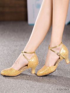 Lasaky - Elegant Womens Dance Shoes with Sparkling Gold Straps and Chic Heels Ballroom Shoes, Stylish Heels, Latin Dance Shoes, Elegant High Heels, Chic Heels, Elegant Heels, Dancing Shoes, Modern Shoes, Pumps Heels Stilettos