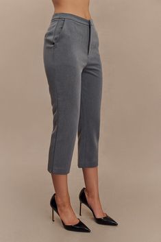 Polished perfection. The ANNE Fitted Capri Pants offer a sophisticated and tailored look, perfect for a polished wardrobe. With a high-waisted design and a side zip closure, these pants provide a smooth and flattering fit. The lined interior ensures comfort and a refined finish, while the non-functional back pockets maintain a sleek, streamlined appearance. The midi length and fitted cut enhance the silhouette, making these capri pants a versatile choice for both professional settings and stylis Chic Relaxed Fit Ankle-length Capris, Relaxed Fit Pull-on Ankle-length Capris, Non-stretch Cotton Capris With Pockets, Relaxed Fit Cotton Pull-on Capris, Capsule Wardrobe Accessories, Stretch Cotton Pull-on Capris, Capsule Wardrobe Basics, European Summer Outfits, Wardrobe Accessories