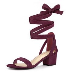 With the lace up sandals cross your ankle in your shoe collection, you will never be without the perfect date night shoes!Lace Up Sandals.Chunky Heel.Open Toe.Vamp: Faux Suede; Outsole: Rubber; Heel: ABS. Size: 9.5. Color: burgundy. Gender: female. Age Group: adult. Pattern: Solid. Suede Lace-up Round Toe Sandals For Party, Suede Lace-up Ankle Strap Sandals For Party, Spring Suede Lace-up Sandals, Suede Lace-up Sandals With Heel And Ankle Strap, Lace-up Suede Sandals For Party, Date Night Shoes, Lace Up Sandal Heels, Burgundy Heels, Womens Chunky Heels