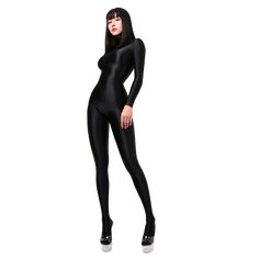 Product Description:Introducing our Glossy Shiny Satin Sexy Women Long Sleeve Bodysuit - the perfect addition to any fashion-forward woman's wardrobe. Made from a blend of high-quality nylon and spandex. this full-length one-piece tights silky... Fitted Bodysuit With Boning, Stretch Bodysuit With Boning For Night Out, Fitted Black Nylon Unitard, Fitted Smoothing Bodysuit For Party, Sleek Fitted Leotard With Smoothing Details, Sleek Stretch Solid Jumpsuits And Rompers, Fitted Club Bodysuit With Boning, Fitted Bodysuit With Boning For Club, Fitted Party Bodysuit With Boning