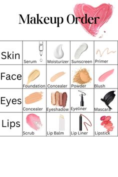 #makeuporder #flawlessbeauty #skincarefirst #makeuptips The Order Of Makeup, Face Makeup Order Of Application, Eye Makeup Essentials, Correct Way To Put On Makeup, Makeup Applying Steps, Makeup Base Step By Step, Makeup Tut Step By Step, Correct Order For Makeup, The Correct Way To Apply Makeup