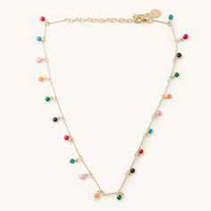 Multi Colored Charm Choker Necklace – Nikki Smith Designs Multicolor Charm Necklaces With Adjustable Chain, Trendy Multicolor Choker With Adjustable Chain, Trendy Gold Charm Necklaces With Colorful Beads, Trendy Gold Charm Necklace With Colorful Beads, Trendy Gold Choker With Tiny Beads, Adjustable Multicolor Dainty Choker, Trendy Multicolor Charm Necklaces With Adjustable Chain, Trendy Multicolor Charm Necklace With Adjustable Chain, Trendy Adjustable Charm Necklace With Delicate Chain