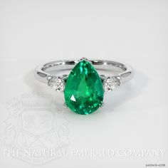 Emerald Ring 2.28 Ct. 18K White Gold | The Natural Emerald Company Green Pear-shaped Emerald Gemstone Ring, Green Pear-shaped Emerald Ring, Classic Green Teardrop Emerald Ring, Green Emerald Ring With Prong Setting In Pear Shape, Pear-shaped Green Emerald Ring With Prong Setting, Green Pear-shaped Emerald Ring With Prong Setting, Green Teardrop Emerald Ring For May Birthstone, Green Pear-shaped Emerald Ring For Anniversary, Pear-shaped Green Emerald Ring