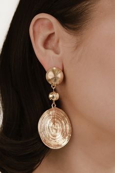 18k gold plated brass and zinc 3" x 1.5" Elegant Spiral Metal Jewelry, Gold Plated Spiral Jewelry, Gold Spiral Single Earring, Gold Spiral Jewelry With Matching Earrings, Layered Chokers, Back Necklace, Trendy Fashion Jewelry, Charm Pendant Necklace, Chain Anklet