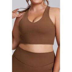 Plus Size Sleeveless Back Y-Strap Sports Bra - XL / Mocha Chest Pad, Feel Confident, Range Of Motion, Keep Your Cool, Fabric Material, Sports Bra, Bra, Sleeve Length, Plus Size