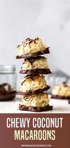 chewy coconut macaroons stacked on top of each other