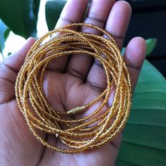 Gold Waist Beads With Tiny Beads, Handmade Traditional Gold Waist Beads, Elegant Gold Polished Waist Beads, Gold Waist Chain, Gold Hand-strung Waist Beads, Hand-strung Gold Round Waist Beads, Waist Beads African, African Waist Beads, African Traditions